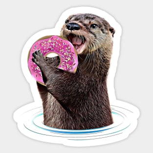 Otter with sweet donut Sticker